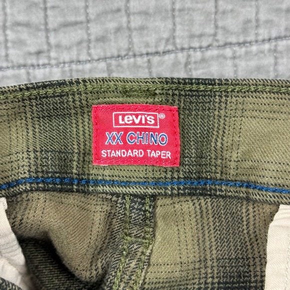 Levi's Pants Men 34x32 (34x30) Green Brown Plaid XX Chino Standard Taper - Picture 7 of 13